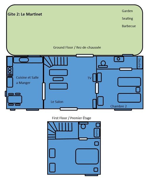 Le plan des salles du Gite Le Martinet.